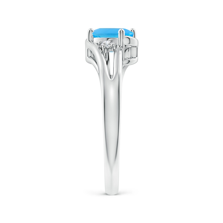 7x5mm AAA Swiss Blue Topaz and Diamond Split Shank Ring in White Gold side-2