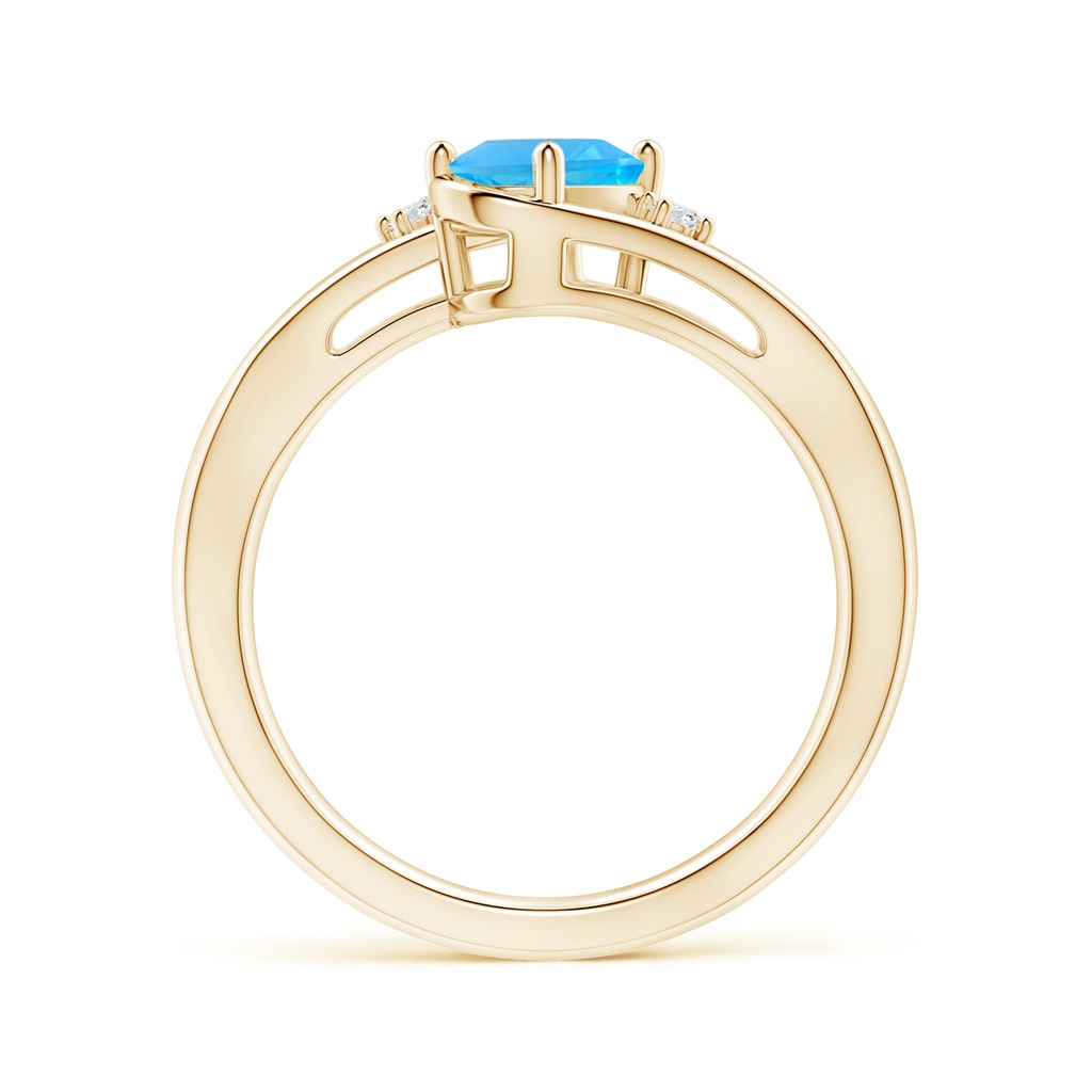 7x5mm AAA Swiss Blue Topaz and Diamond Split Shank Ring in Yellow Gold - side_1