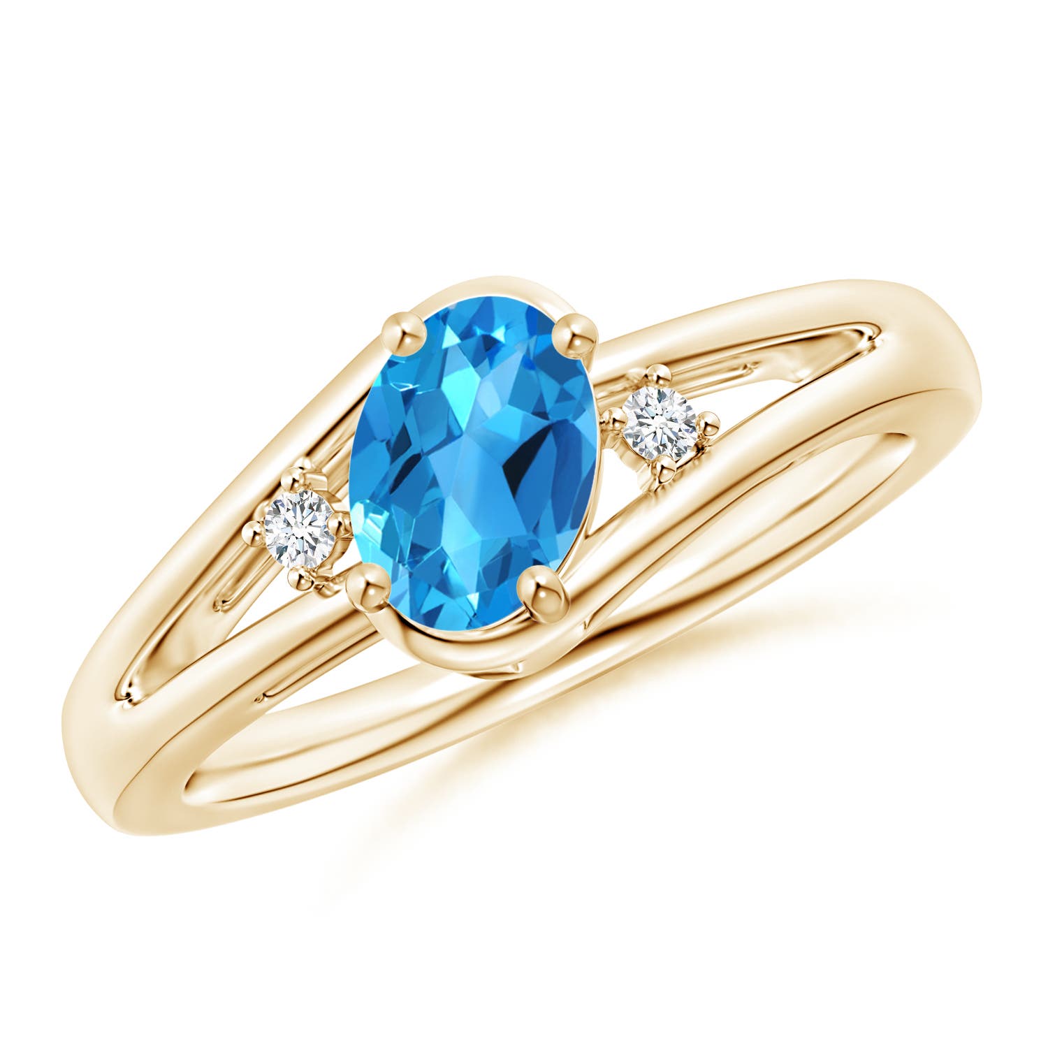 AAAA - Swiss Blue Topaz / 0.99 CT / 14 KT Yellow Gold