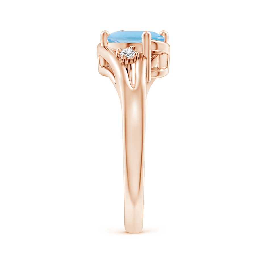 8x6mm A Swiss Blue Topaz and Diamond Split Shank Ring in Rose Gold side-2