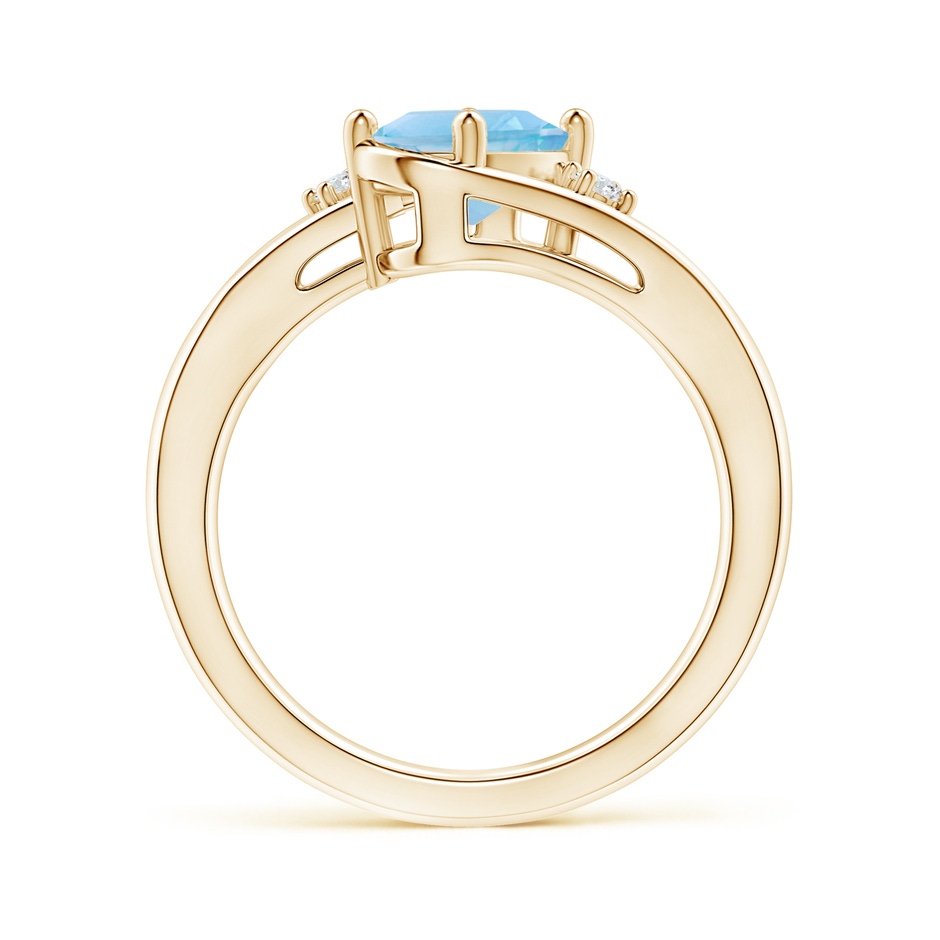8x6mm A Swiss Blue Topaz and Diamond Split Shank Ring in Yellow Gold side-1