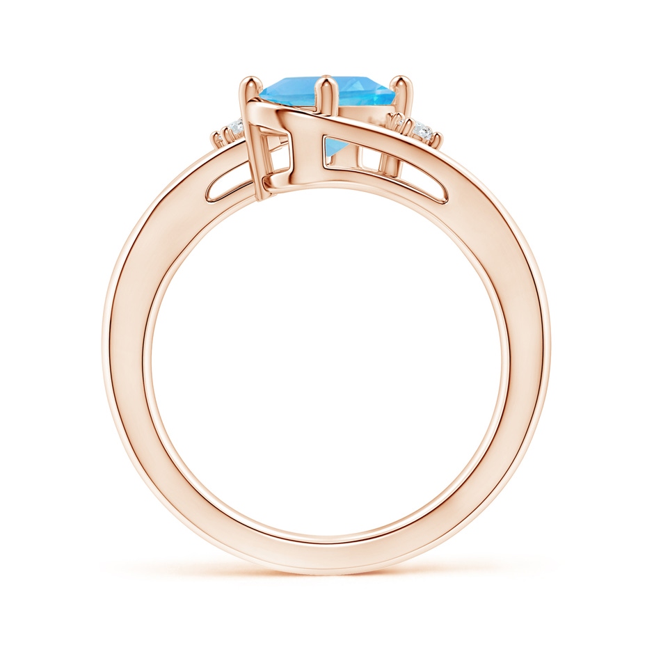 8x6mm AA Swiss Blue Topaz and Diamond Split Shank Ring in Rose Gold side-1