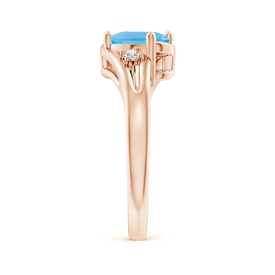 8x6mm AA Swiss Blue Topaz and Diamond Split Shank Ring in Rose Gold side-2