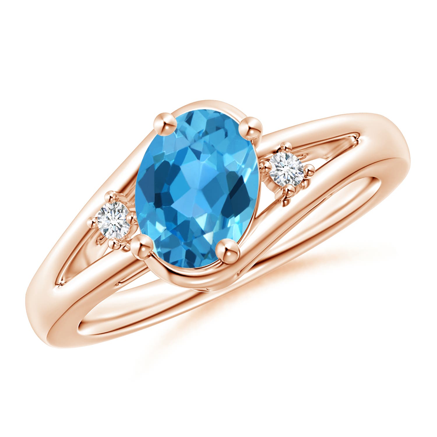 AAA - Swiss Blue Topaz / 1.55 CT / 14 KT Rose Gold