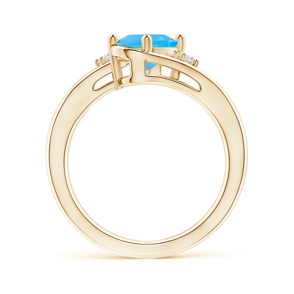 8x6mm AAA Swiss Blue Topaz and Diamond Split Shank Ring in Yellow Gold side-1