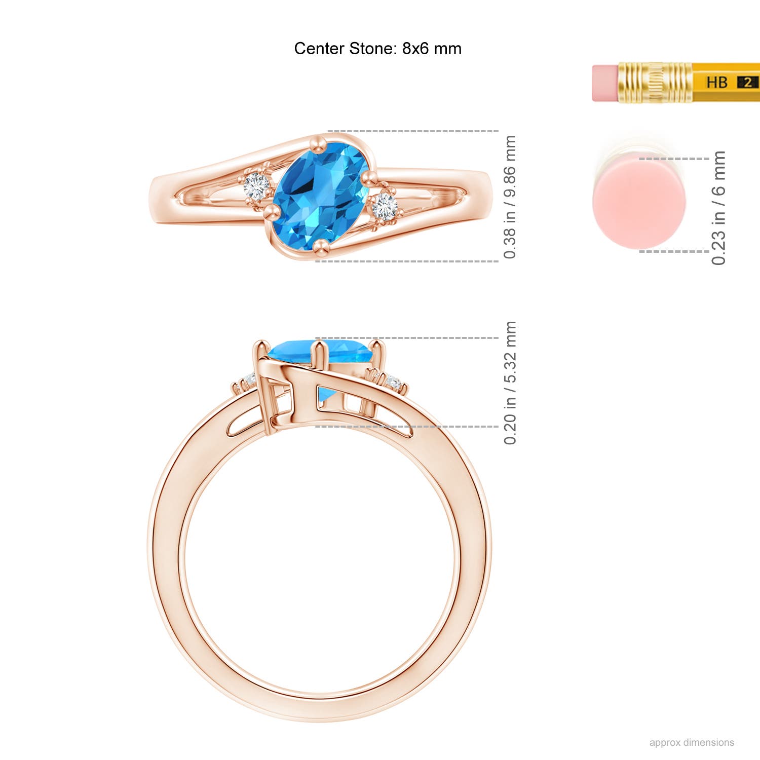 AAAA - Swiss Blue Topaz / 1.55 CT / 14 KT Rose Gold