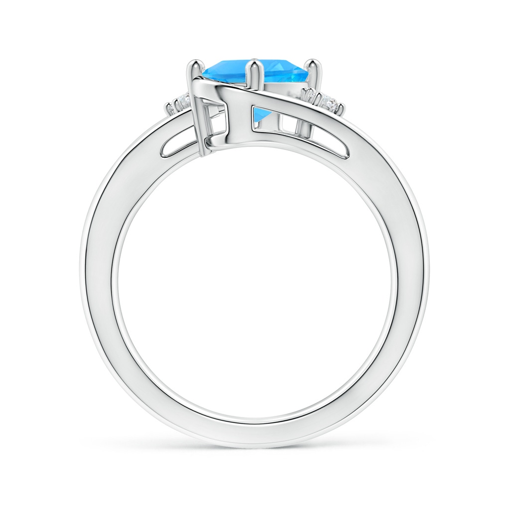 8x6mm AAAA Swiss Blue Topaz and Diamond Split Shank Ring in White Gold - side_1