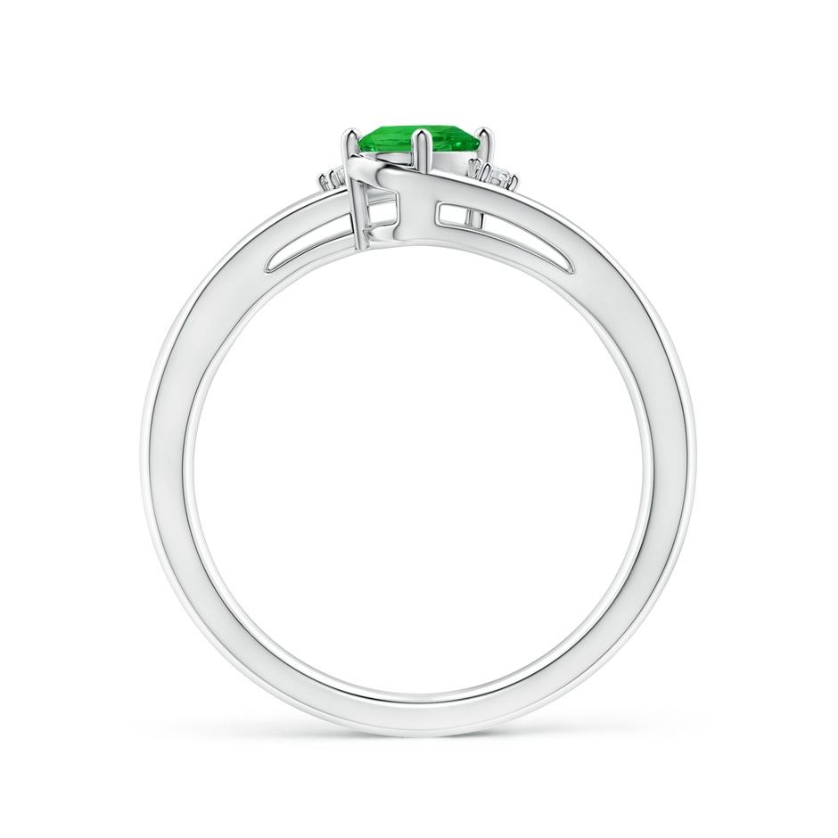 6x4mm AAAA Tsavorite and Diamond Split Shank Ring in White Gold side-1