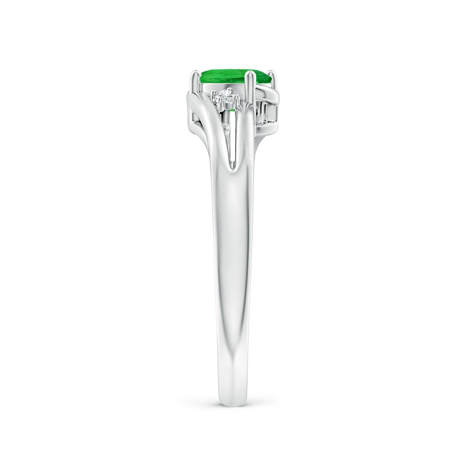 6x4mm AAAA Tsavorite and Diamond Split Shank Ring in White Gold side-2