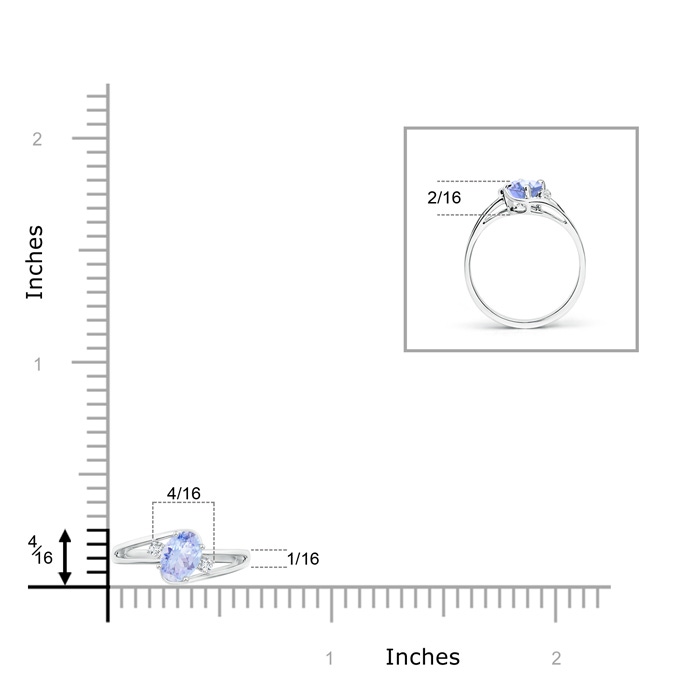 5x3mm A Tanzanite and Diamond Split Shank Ring in 9K White Gold product image