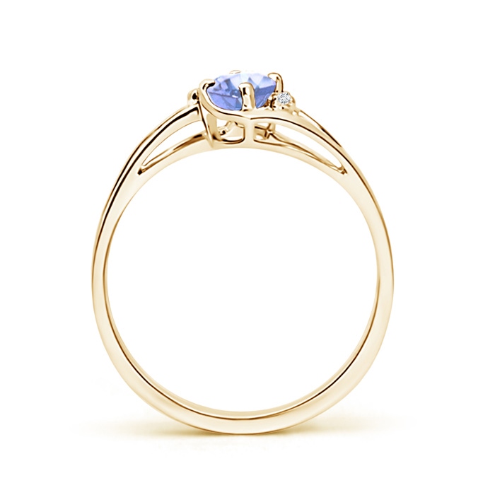 5x3mm A Tanzanite and Diamond Split Shank Ring in 9K Yellow Gold product image