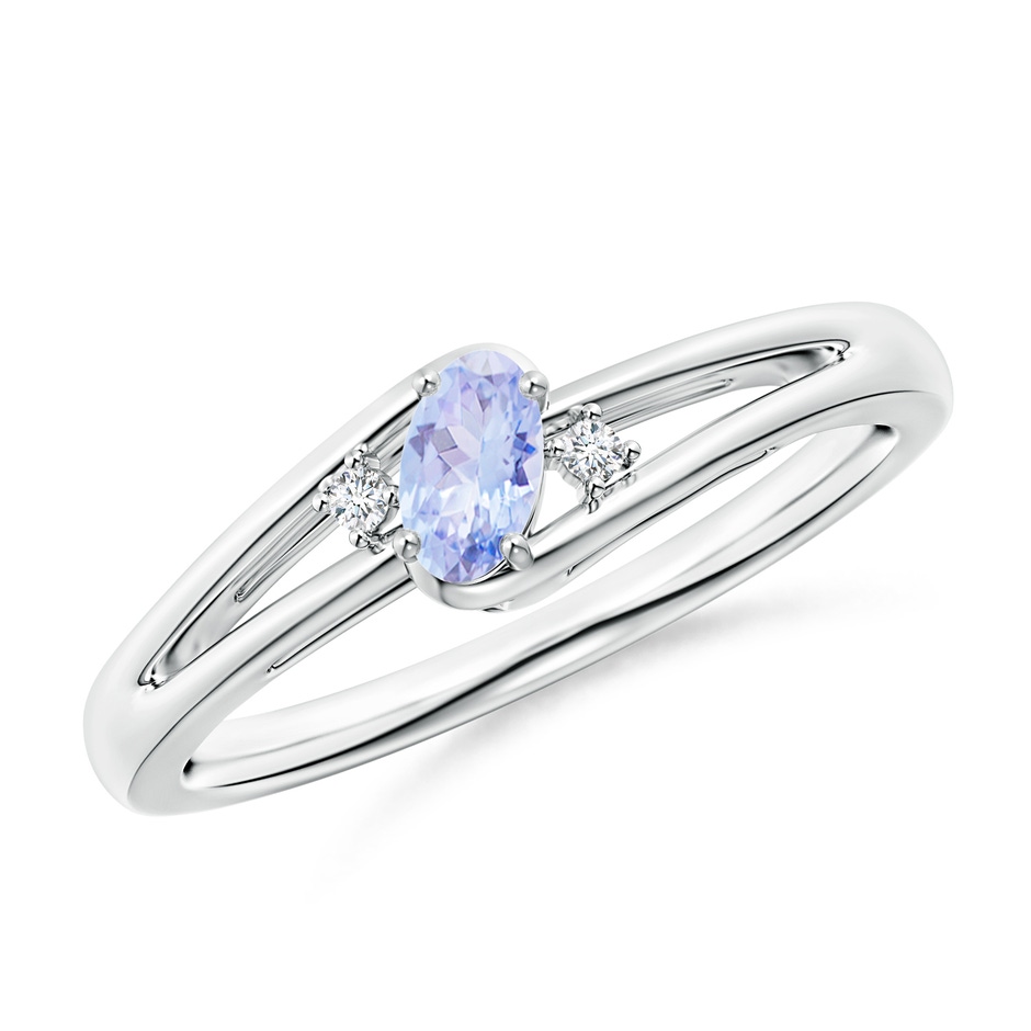 5x3mm A Tanzanite and Diamond Split Shank Ring in P950 Platinum 