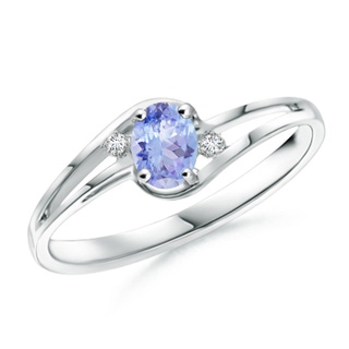 5x3mm AA Tanzanite and Diamond Split Shank Ring in 9K White Gold