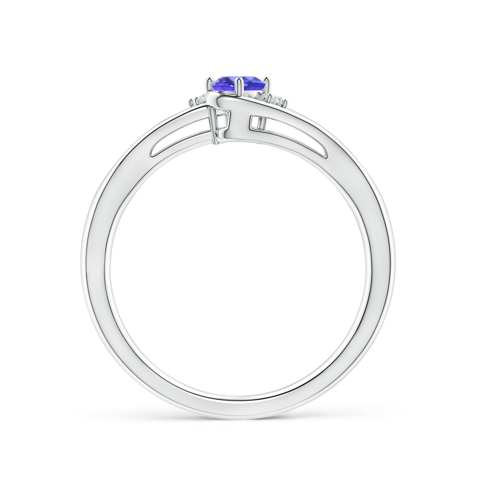 5x3mm AAA Tanzanite and Diamond Split Shank Ring in White Gold side-1