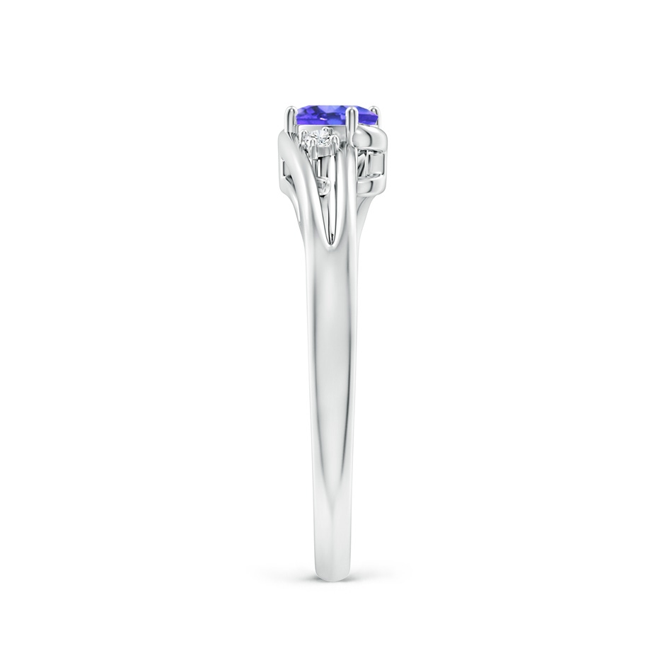 5x3mm AAA Tanzanite and Diamond Split Shank Ring in White Gold side-2