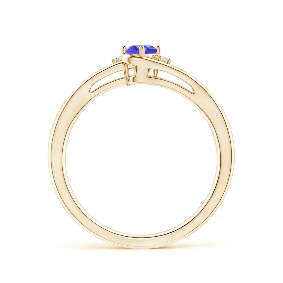 5x3mm AAA Tanzanite and Diamond Split Shank Ring in Yellow Gold side-1