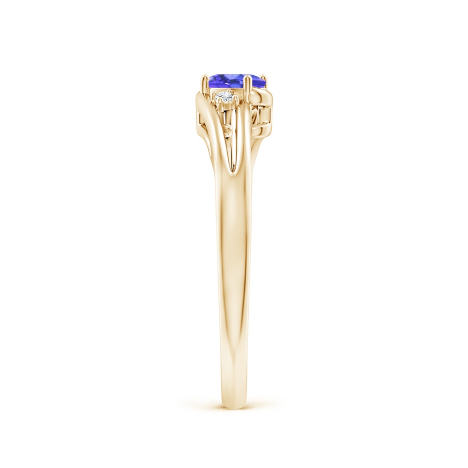 5x3mm AAA Tanzanite and Diamond Split Shank Ring in Yellow Gold side-2