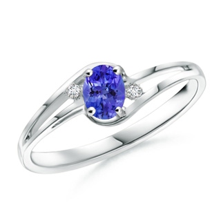 5x3mm AAAA Tanzanite and Diamond Split Shank Ring in 9K White Gold