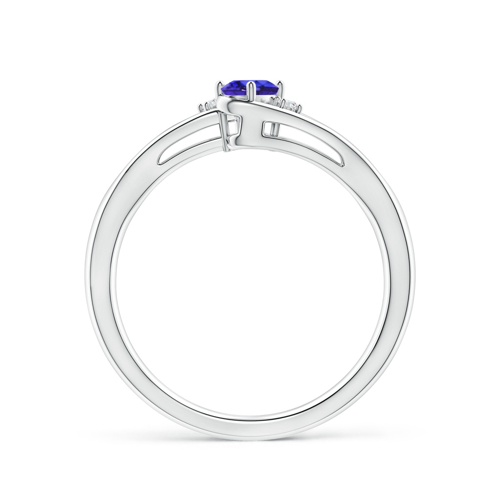 5x3mm AAAA Tanzanite and Diamond Split Shank Ring in White Gold Side-1