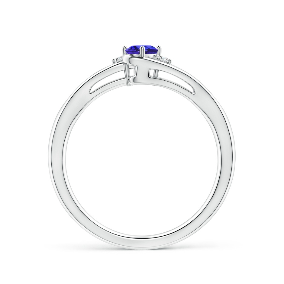 5x3mm AAAA Tanzanite and Diamond Split Shank Ring in White Gold side-1