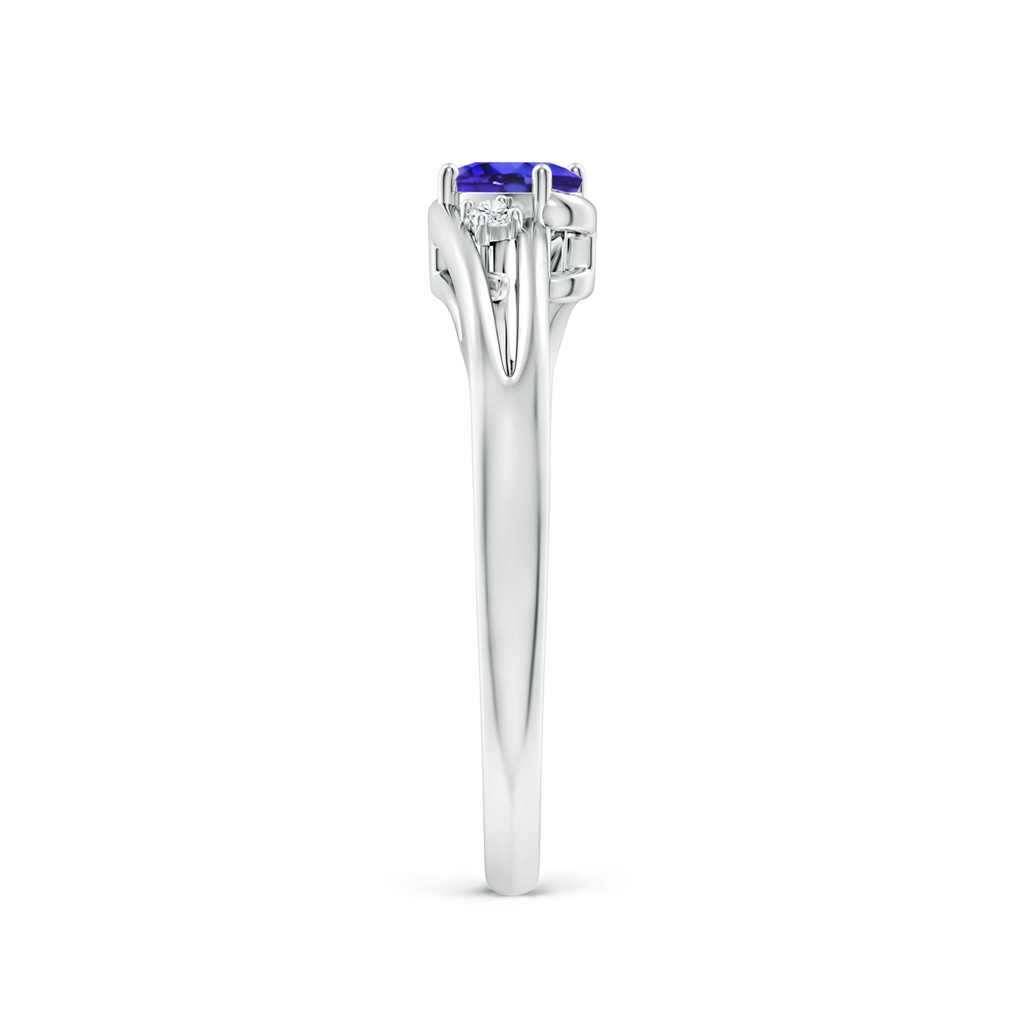 5x3mm AAAA Tanzanite and Diamond Split Shank Ring in White Gold Side-2