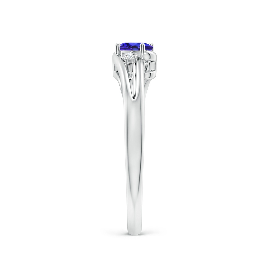 5x3mm AAAA Tanzanite and Diamond Split Shank Ring in White Gold side-2