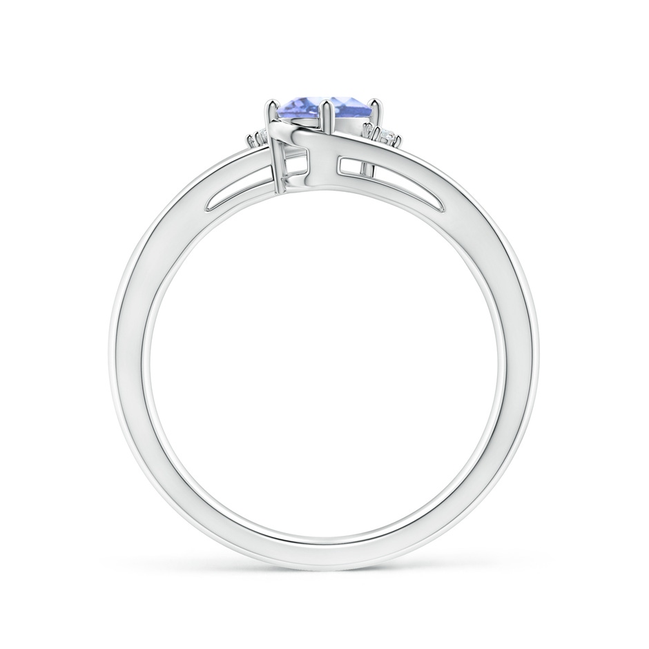 6x4mm A Tanzanite and Diamond Split Shank Ring in White Gold side-1