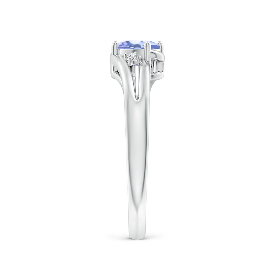 6x4mm A Tanzanite and Diamond Split Shank Ring in White Gold side-2