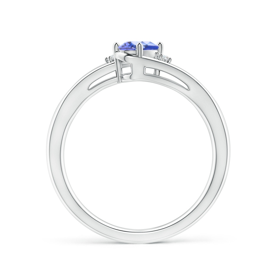 6x4mm AA Tanzanite and Diamond Split Shank Ring in White Gold side-1