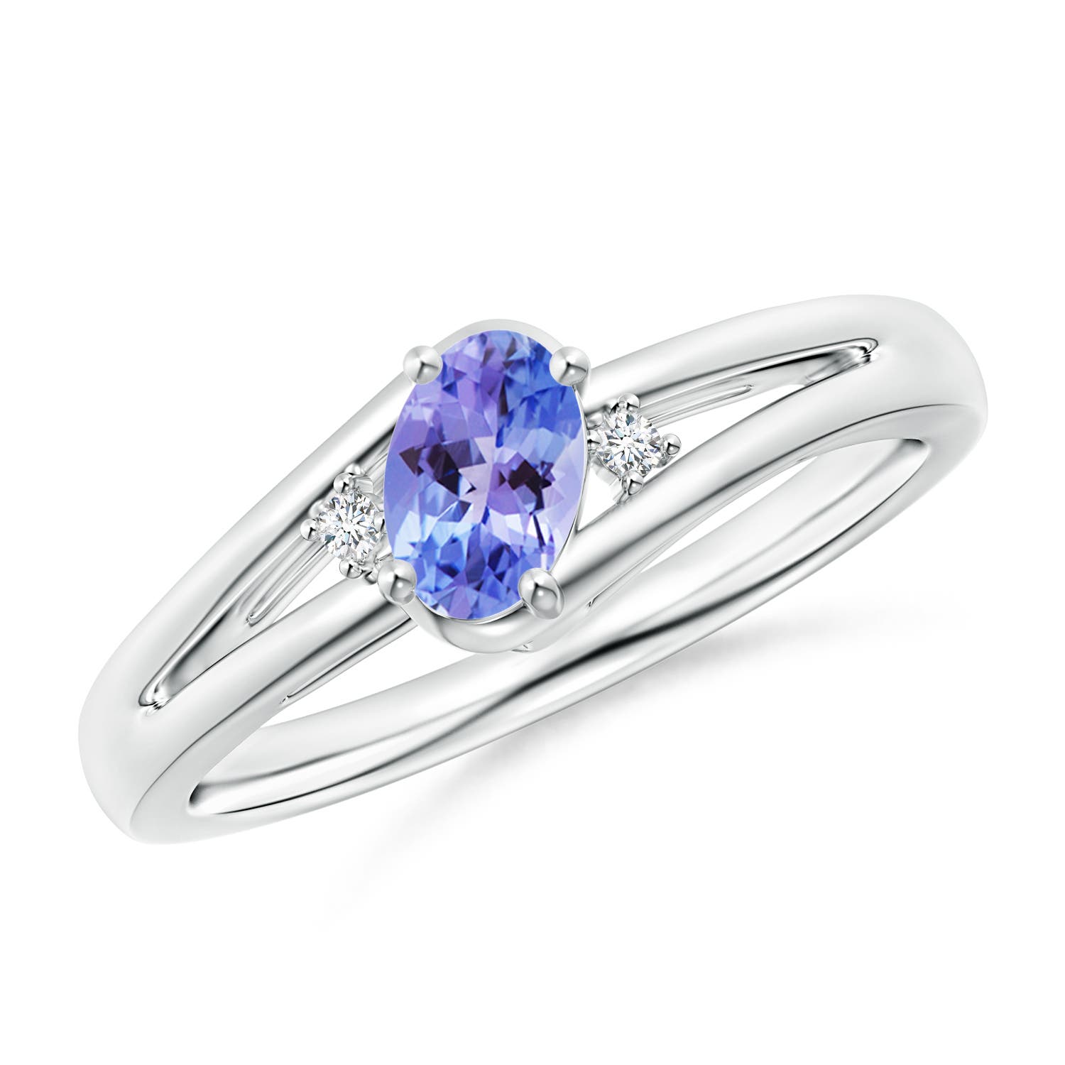 AAA - Tanzanite / 0.47 CT / 14 KT White Gold