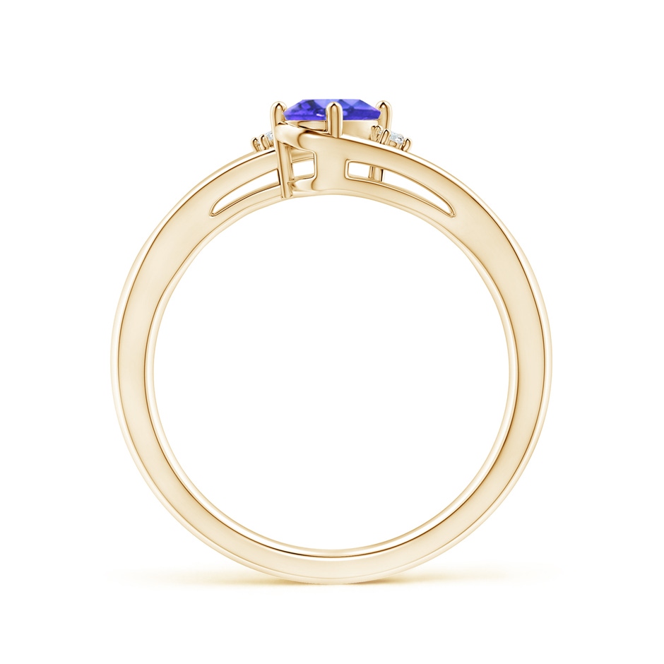 6x4mm AAA Tanzanite and Diamond Split Shank Ring in Yellow Gold side-1