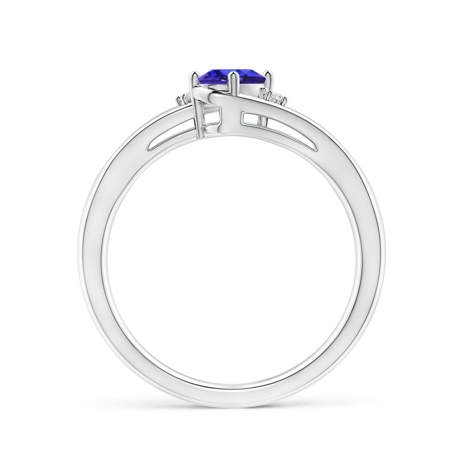 6x4mm AAAA Tanzanite and Diamond Split Shank Ring in White Gold side-1