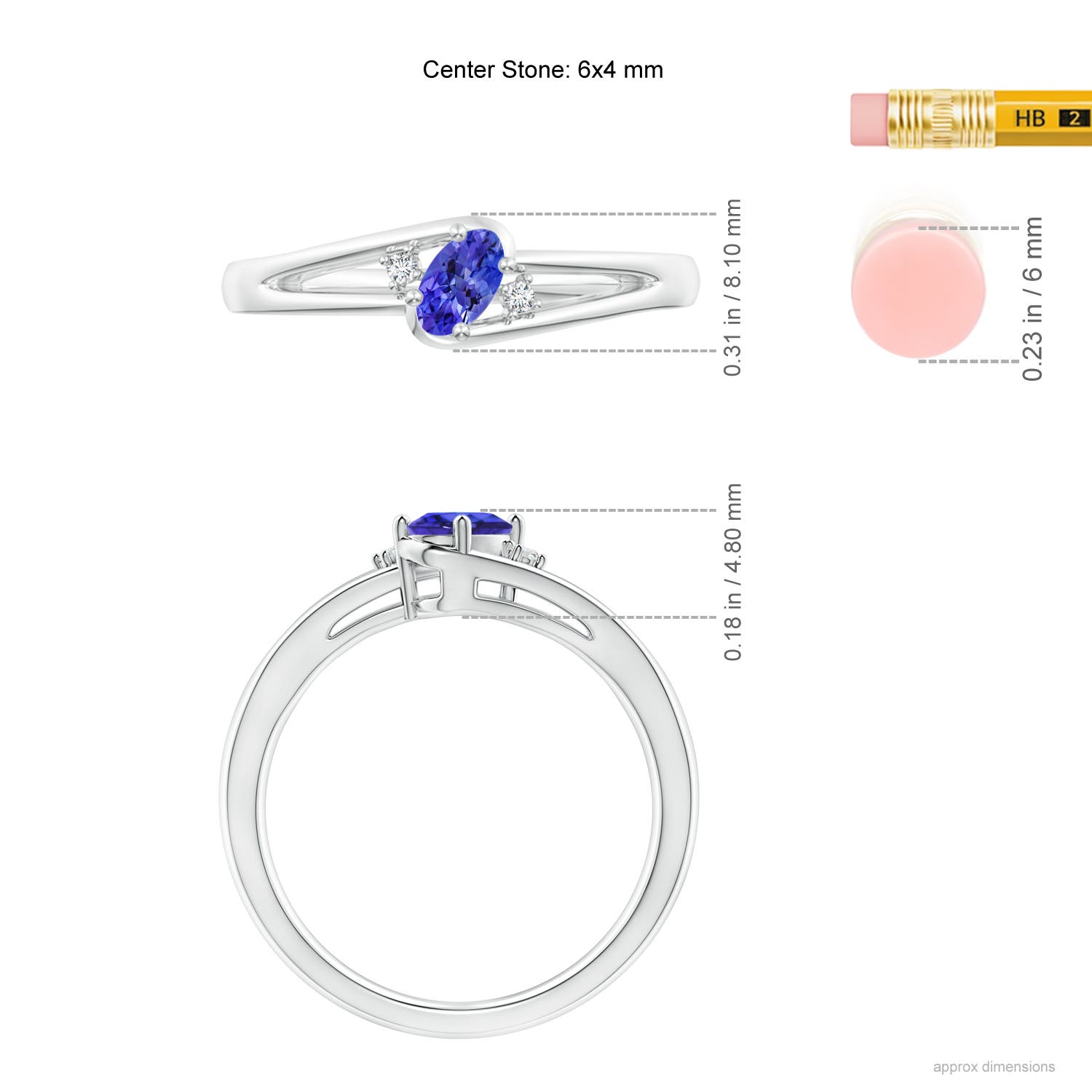 AAAA - Tanzanite / 0.47 CT / 14 KT White Gold