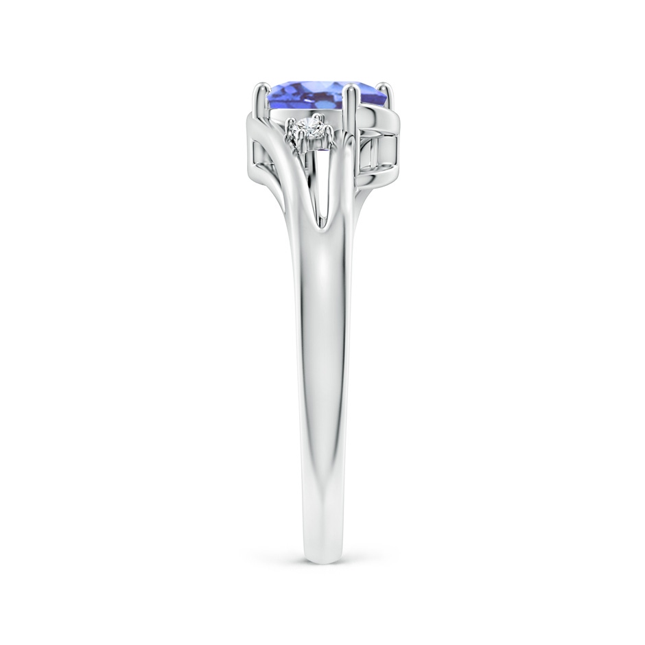 7x5mm A Tanzanite and Diamond Split Shank Ring in White Gold side-2