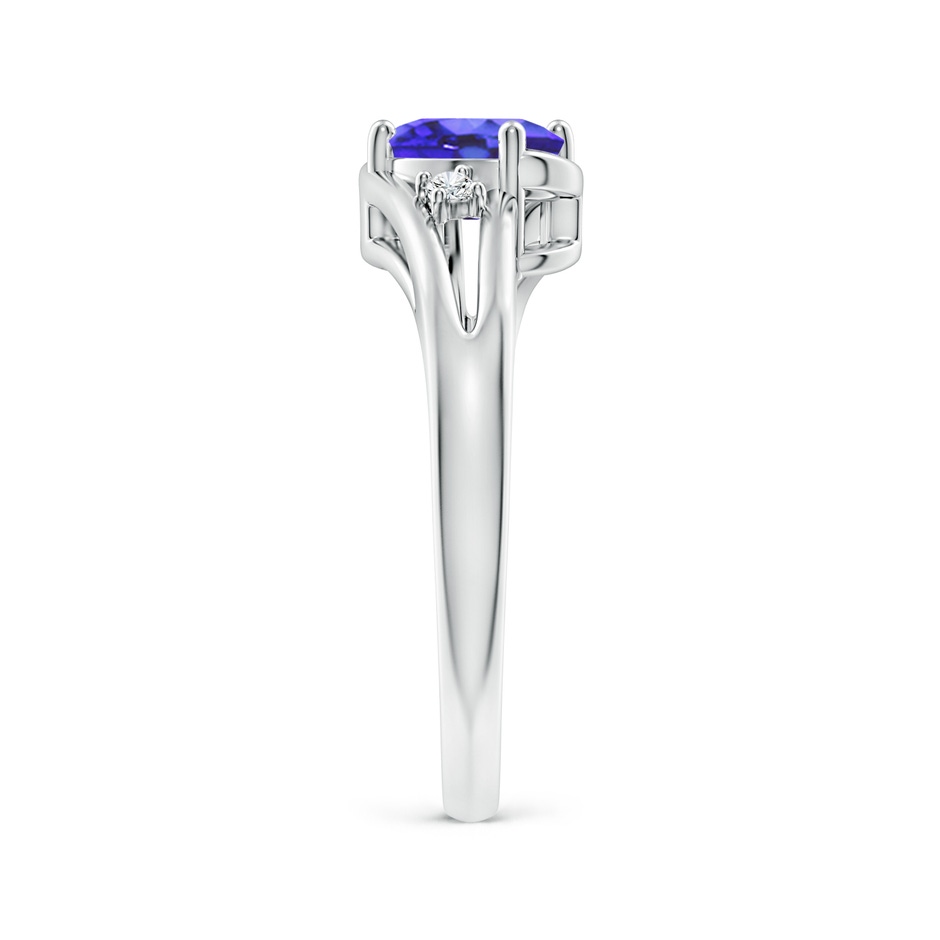 7x5mm AA Tanzanite and Diamond Split Shank Ring in White Gold side-2