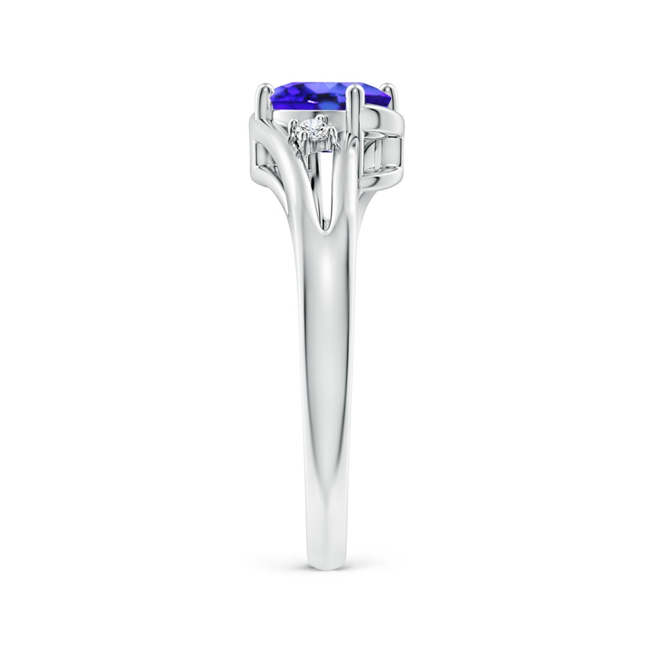 7x5mm AAA Tanzanite and Diamond Split Shank Ring in P950 Platinum side-2