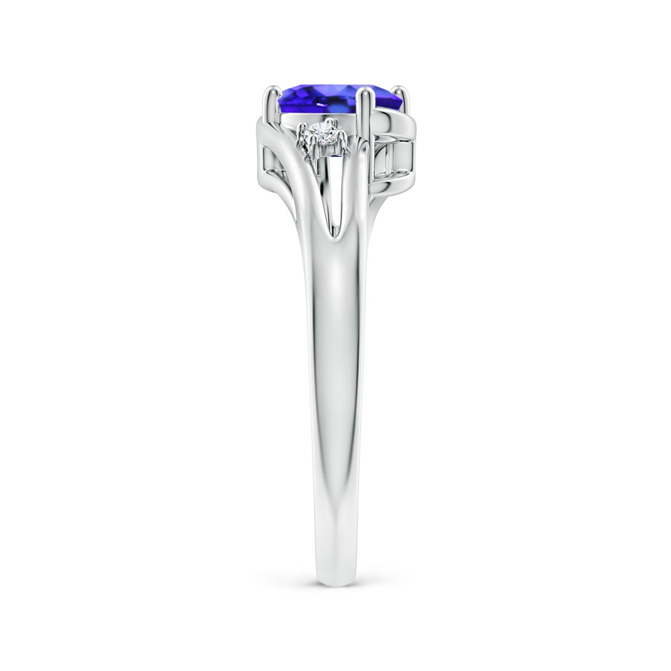 7x5mm AAA Tanzanite and Diamond Split Shank Ring in White Gold side-2