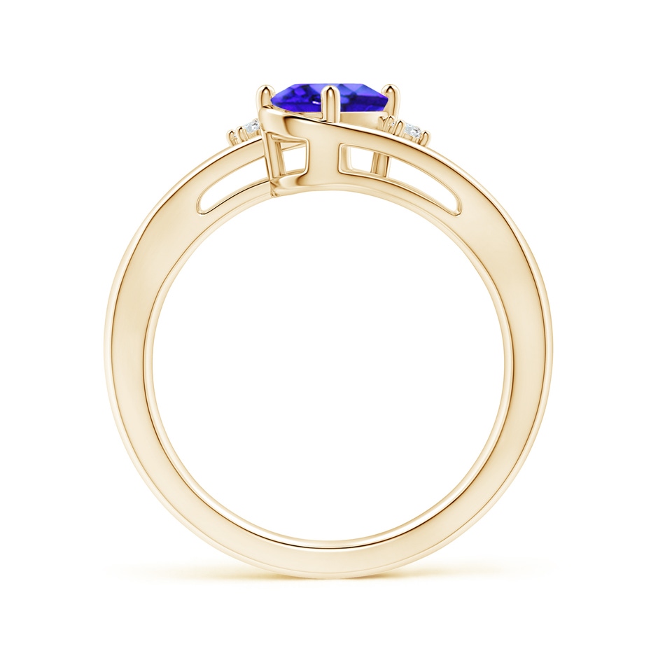 7x5mm AAA Tanzanite and Diamond Split Shank Ring in Yellow Gold side-1