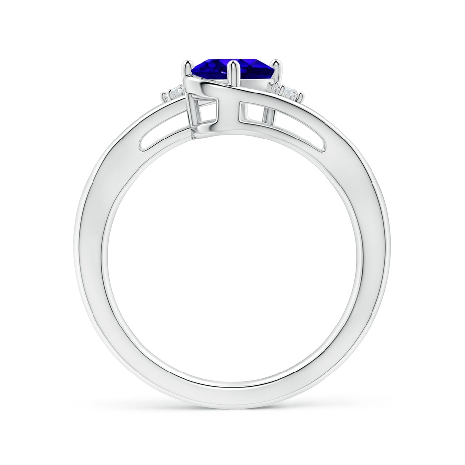 7x5mm AAAA Tanzanite and Diamond Split Shank Ring in P950 Platinum side-1