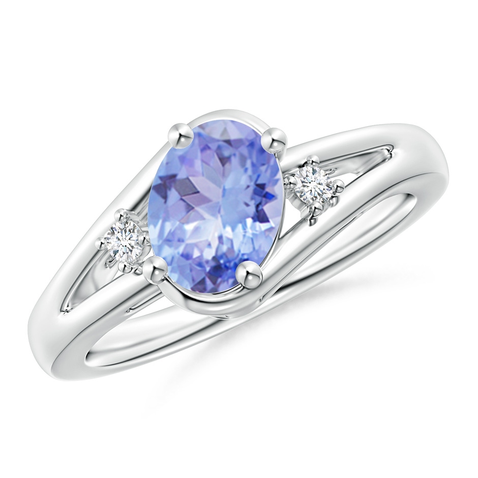 8x6mm A Tanzanite and Diamond Split Shank Ring in P950 Platinum 