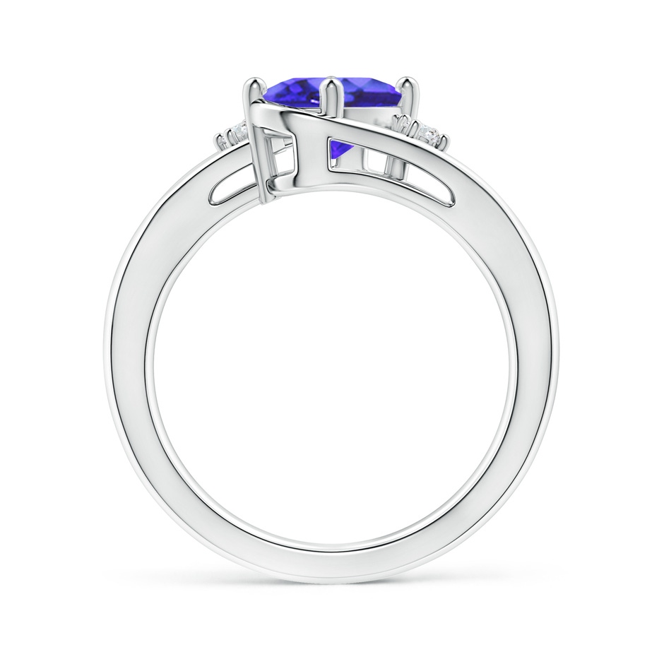 8x6mm AA Tanzanite and Diamond Split Shank Ring in White Gold side-1