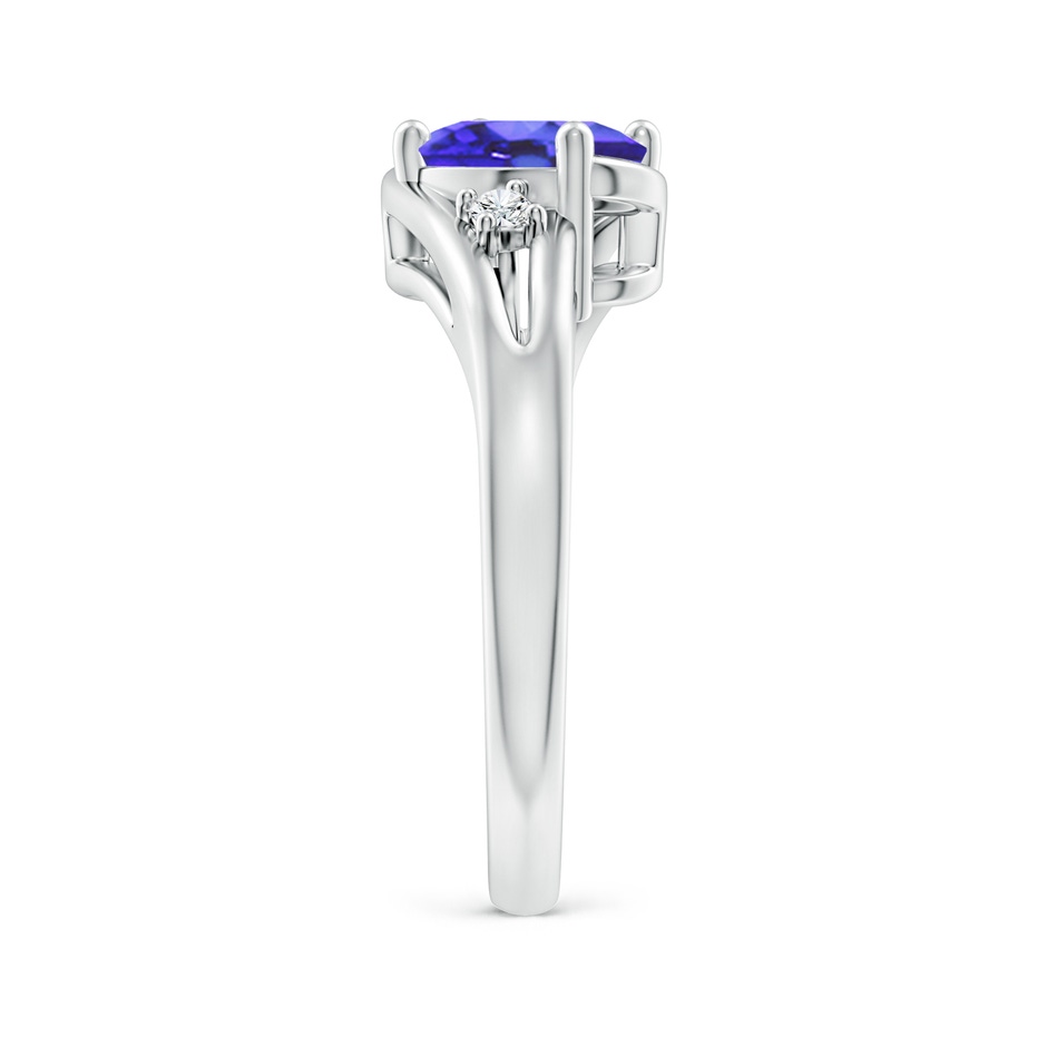 8x6mm AA Tanzanite and Diamond Split Shank Ring in White Gold side-2
