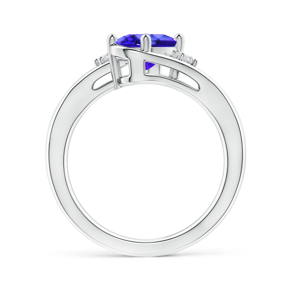 8x6mm AAA Tanzanite and Diamond Split Shank Ring in P950 Platinum side-1