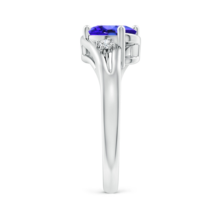 8x6mm AAA Tanzanite and Diamond Split Shank Ring in P950 Platinum side-2