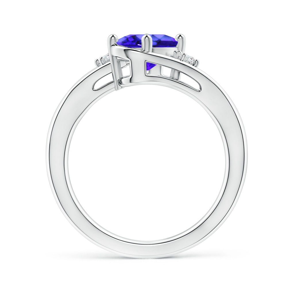 8x6mm AAA Tanzanite and Diamond Split Shank Ring in White Gold Side-1
