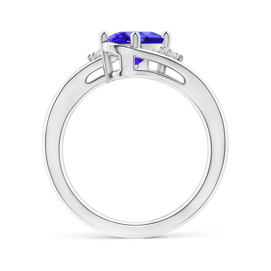 8x6mm AAA Tanzanite and Diamond Split Shank Ring in White Gold side-1