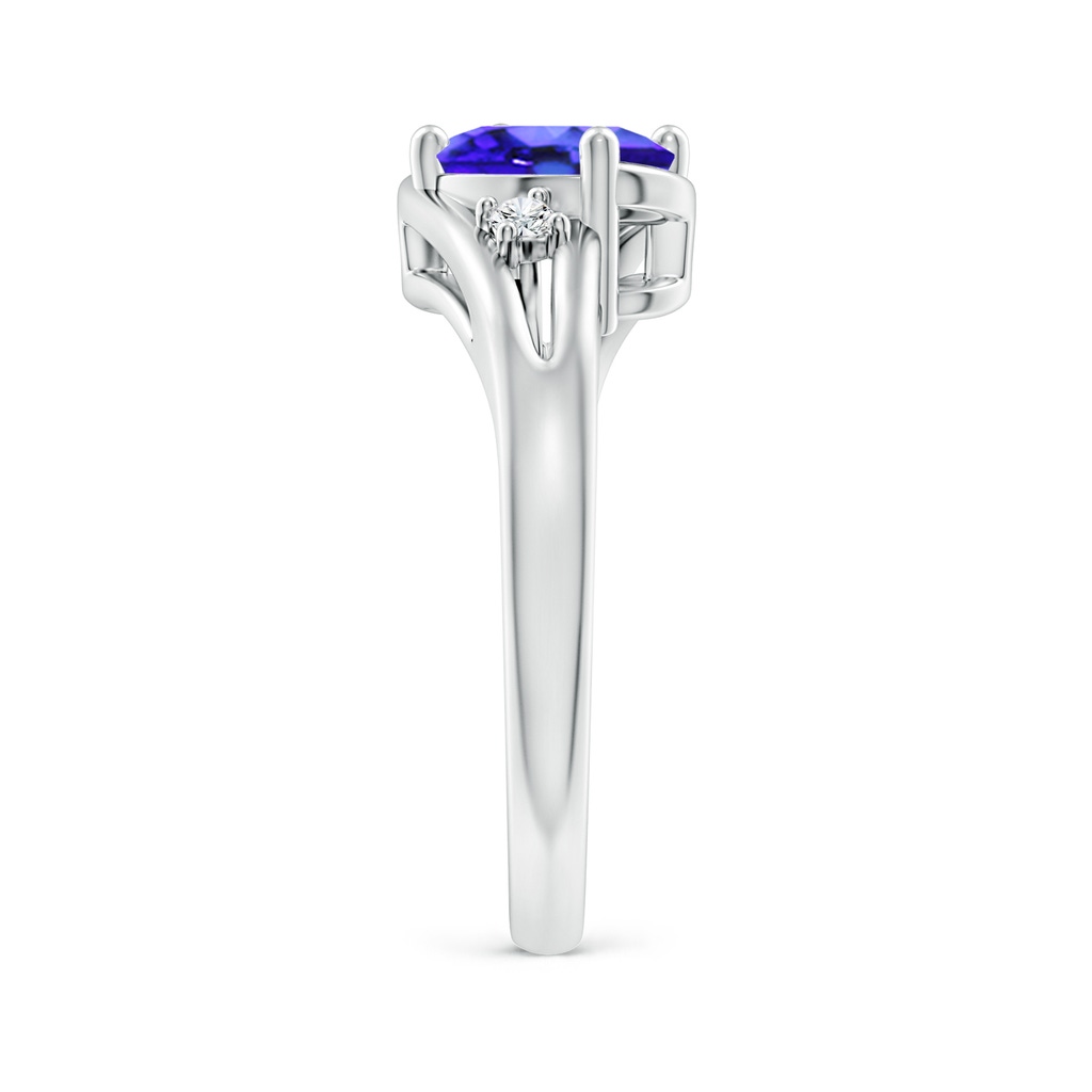 8x6mm AAA Tanzanite and Diamond Split Shank Ring in White Gold Side-2