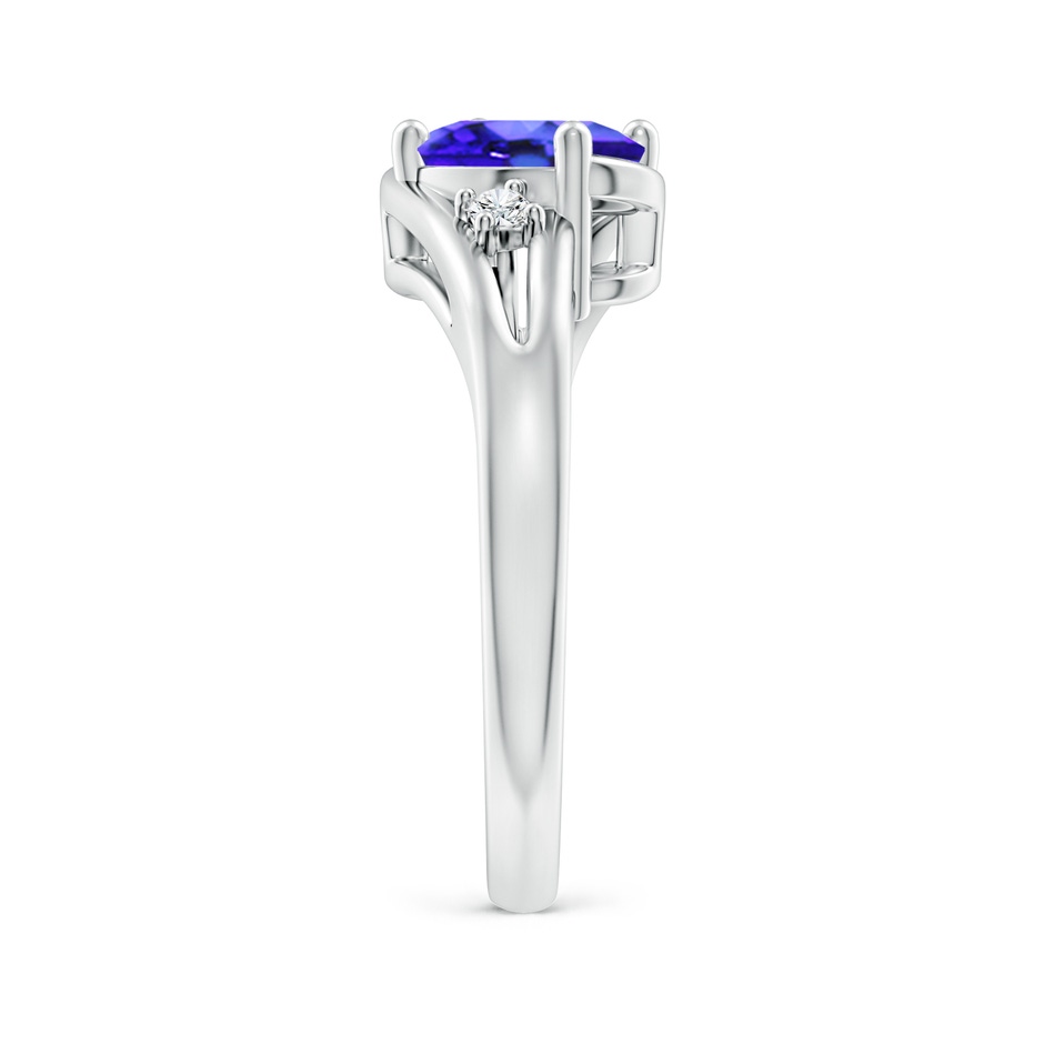 8x6mm AAA Tanzanite and Diamond Split Shank Ring in White Gold side-2