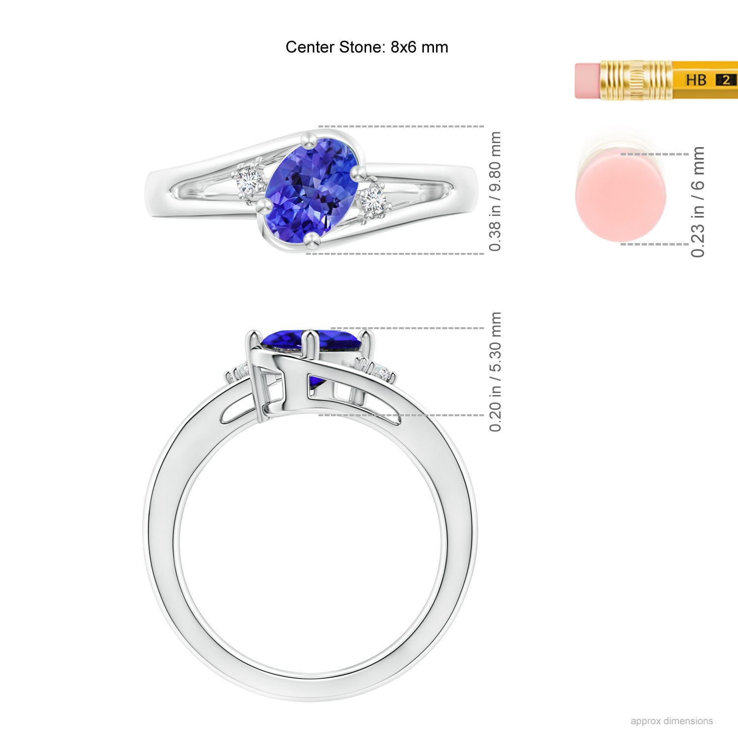 AAA - Tanzanite / 1.3 CT / 14 KT White Gold