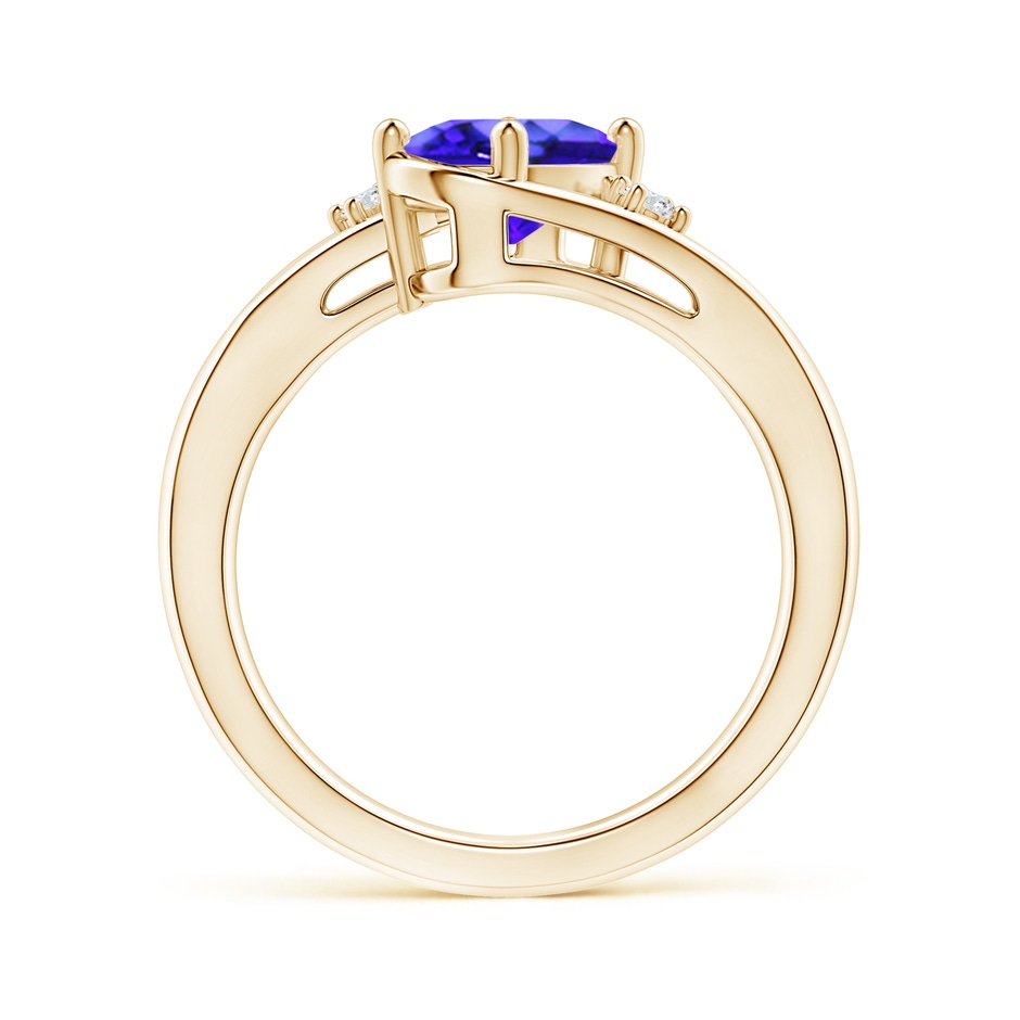8x6mm AAA Tanzanite and Diamond Split Shank Ring in Yellow Gold side-1
